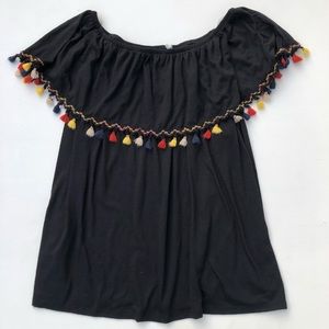Cato Boho Off The Shoulder Tassel Top 26/28W